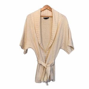 BCBGMaxAzria Belted Sweater Cream Medium